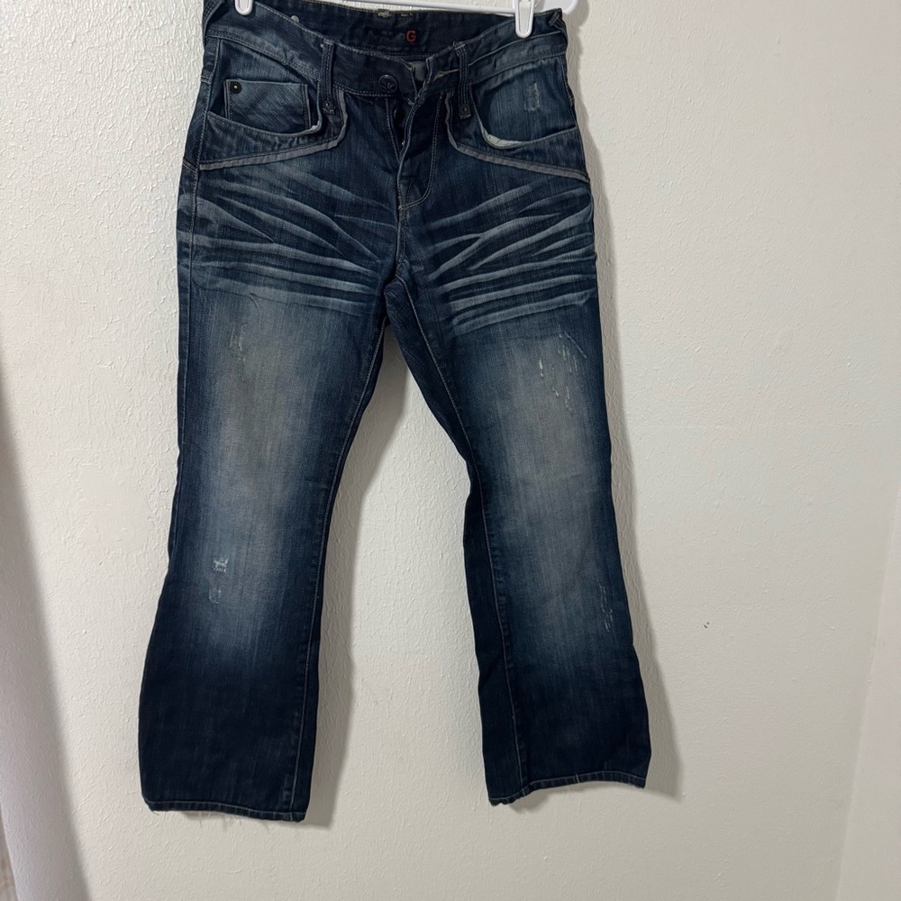 G by Guess Mens Sz 30 Whiskering Details Straight Leg Jeans Button Fly EUC - Picture 2 of 10